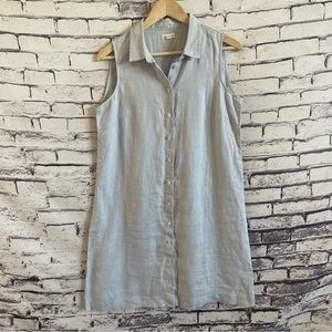 Garnet Hill Linen Shirt Dress in Pale Blue size 6